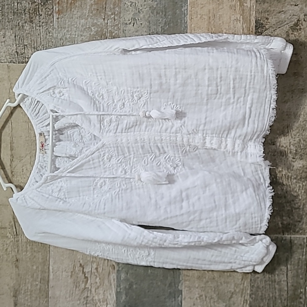 Faherty White Cotton Bloosm Blouse, small